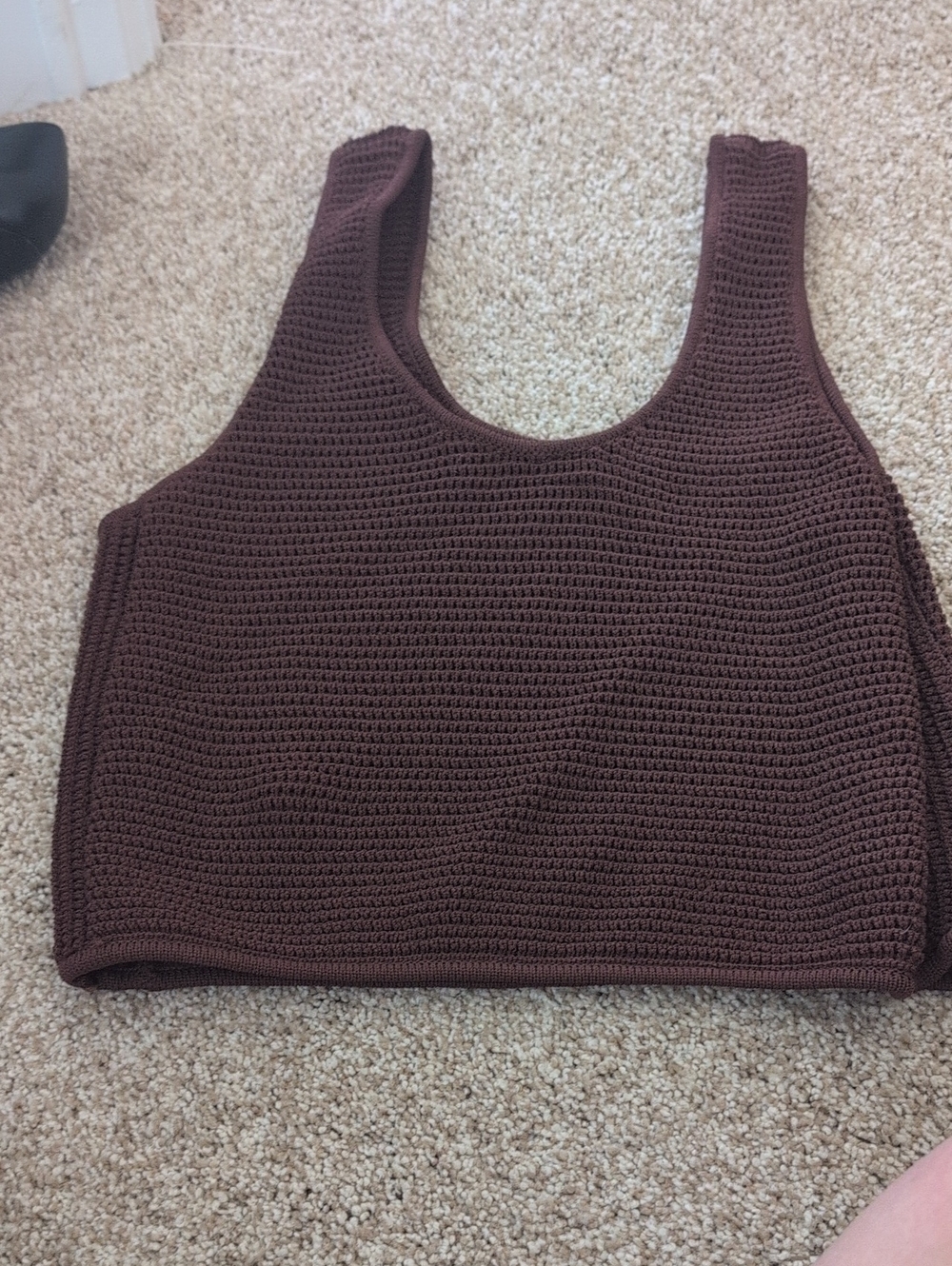 House of Harlow 1960 Chocolate Brown Crochet Crop Tank